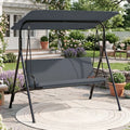 3-Seat Patio Swing Chair with Adjustable Canopy & Removable Cushion-Gray - Gray - Porch Swings