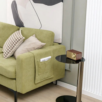 3-Seat Sectional Sofa Couch with Armrest Magazine Pocket and Metal Leg-Green Costway