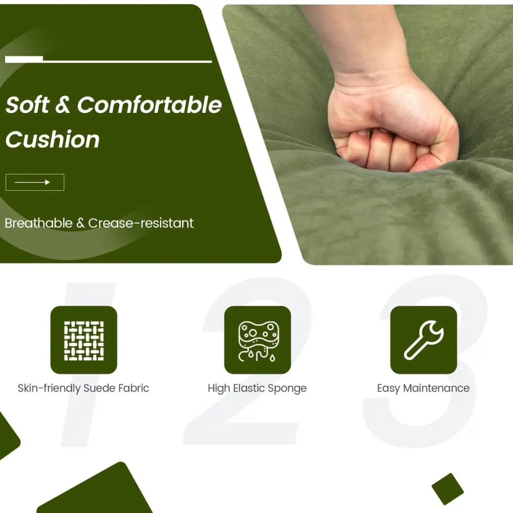 3-Seat Sofa Sectional with Side Storage Pocket and Metal Leg-Army Green - Dark Green - Sofas & Loveseats