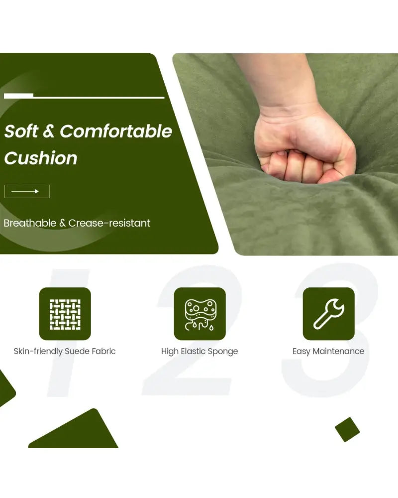 3-Seat Sofa Sectional with Side Storage Pocket and Metal Leg-Army Green - Dark Green - Sofas & Loveseats