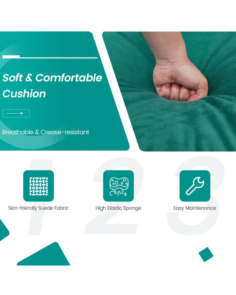 3-Seat Sofa Sectional with Side Storage Pocket and Metal Leg-3-Seat - Teal - Sofas & Loveseats