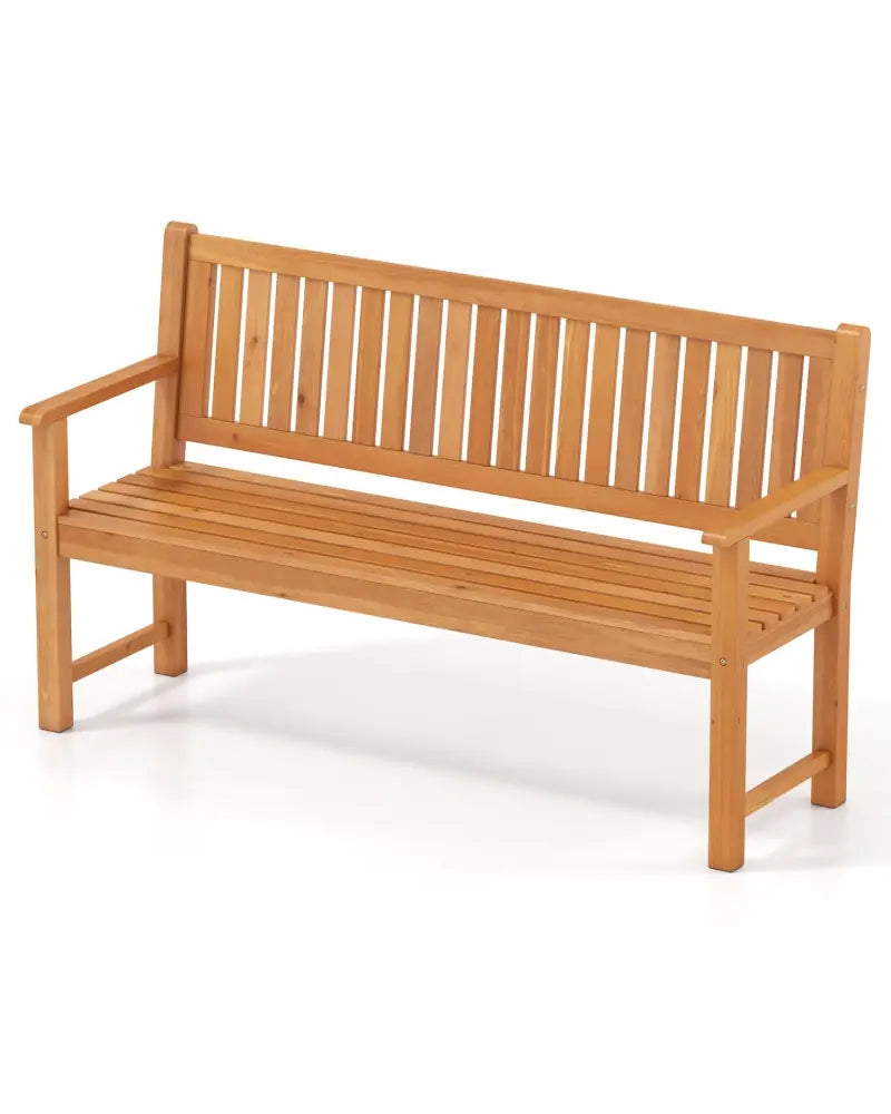 3-Seater Outdoor Wooden Bench 59 inch Large Garden Bench with Backrest-Yellow - Yellow - Outdoor Benches