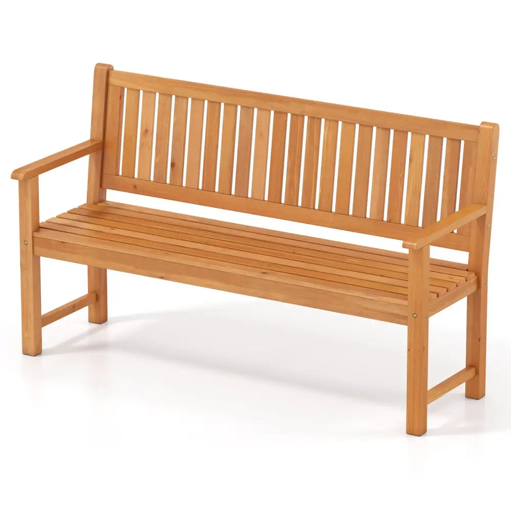 3-Seater Outdoor Wooden Bench 59 inch Large Garden Bench with Backrest-Yellow - Yellow - Outdoor Benches