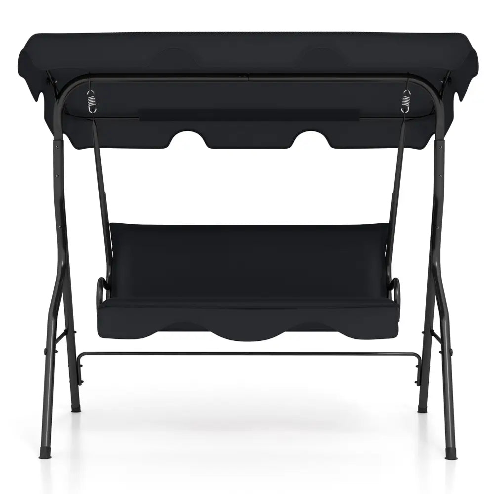 3 Seats Patio Canopy Swing-Black - Black - Porch Swings