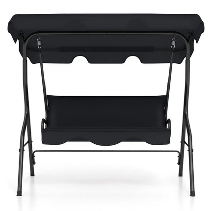 3 Seats Patio Canopy Swing-Black - Black - Porch Swings
