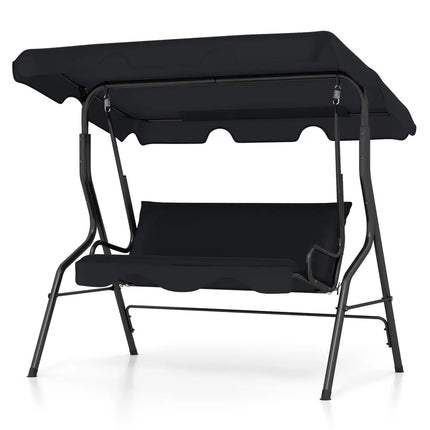 3 Seats Patio Canopy Swing-Black - Black - Porch Swings