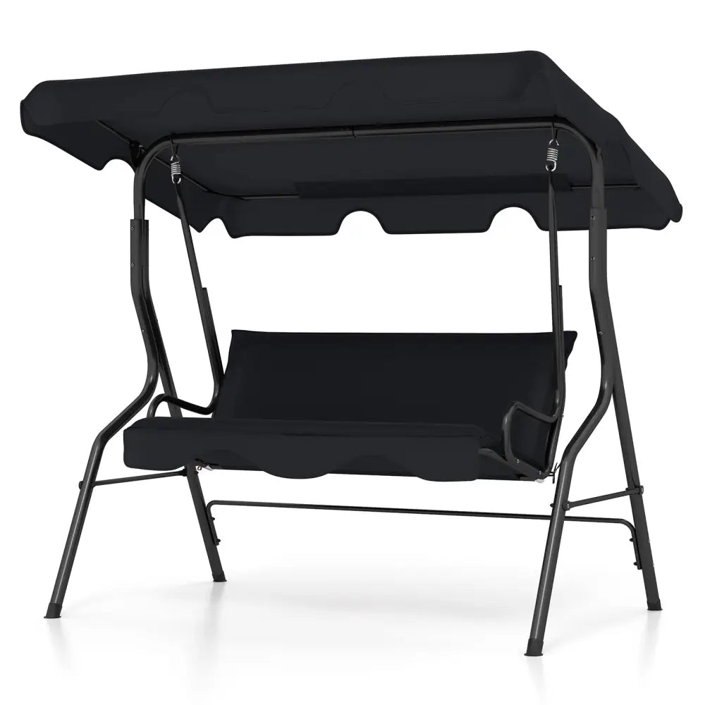 3 Seats Patio Canopy Swing-Black - Black - Porch Swings