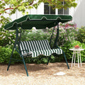 3 Seats Patio Canopy Swing-Green - Green - Porch Swings