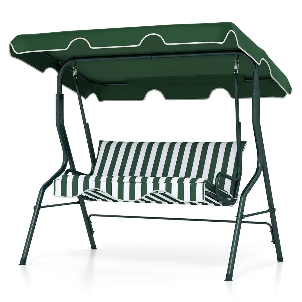 3 Seats Patio Canopy Swing-Green - Green - Porch Swings
