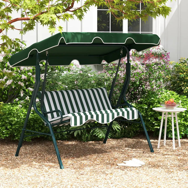 3 Seats Patio Canopy Swing-Green - Green - Porch Swings