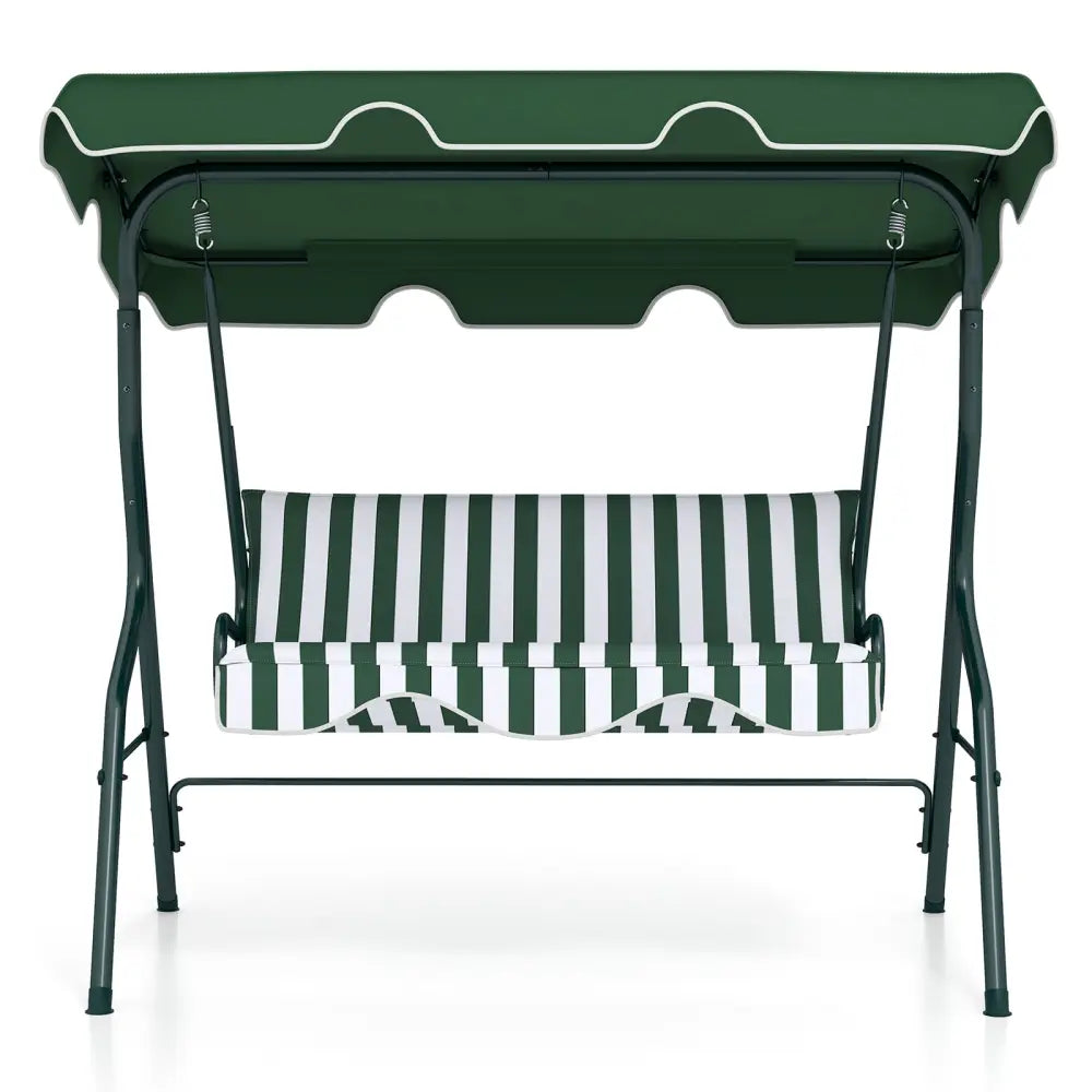 3 Seats Patio Canopy Swing-Green - Green - Porch Swings