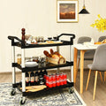 3-Shelf Utility Service Cart Aluminum Frame 490lbs Capacity with Casters - Black - Kitchen Islands & Carts