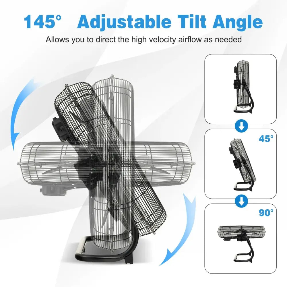 3-Speed High Velocity Floor Fan with Adjustable Tilt Angle and Handle-Black Costway