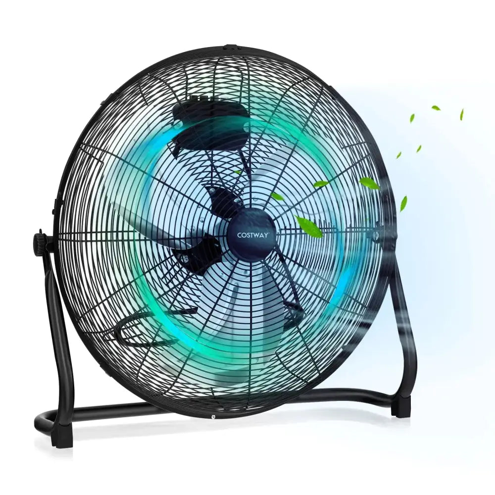 3-Speed High Velocity Floor Fan with Adjustable Tilt Angle and Handle-Black Costway