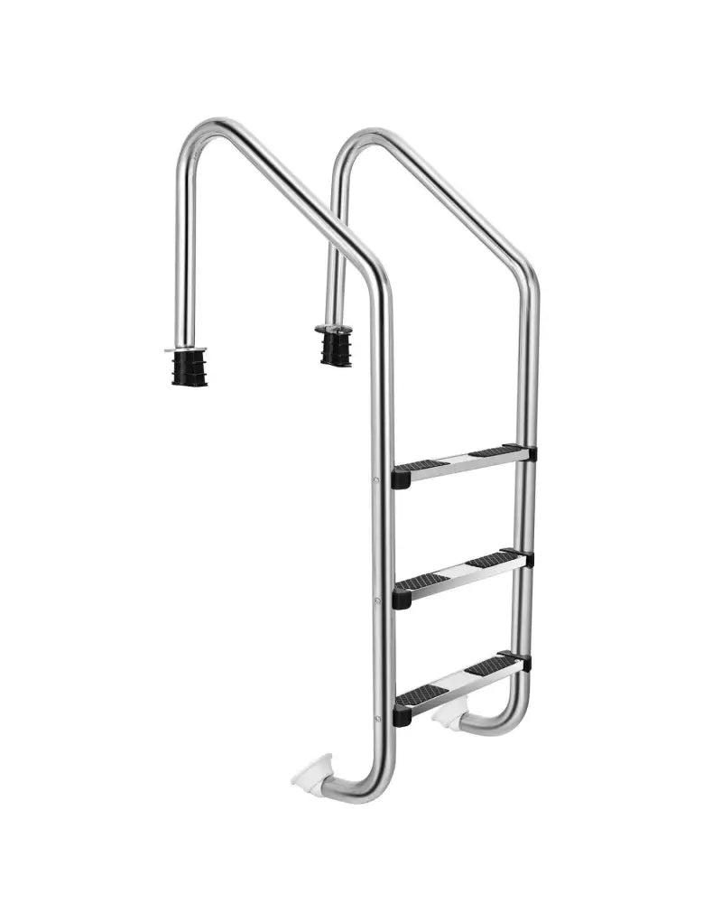 3-Step Stainless Steel Swimming Pool Ladder with Anti-Slip Step - Silver - Swimming Pools