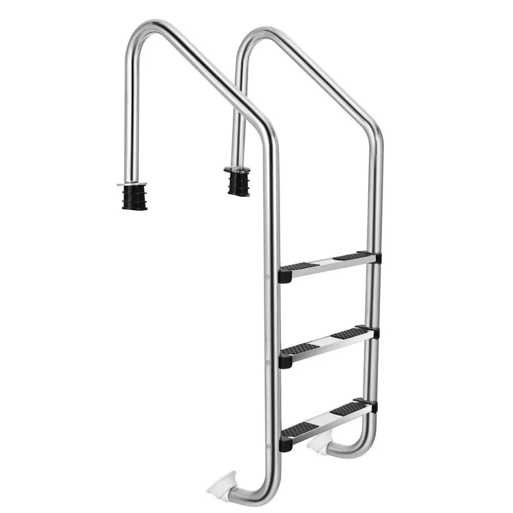 3-Step Stainless Steel Swimming Pool Ladder with Anti-Slip Step - Silver - Swimming Pools