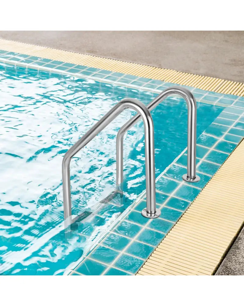3-Step Stainless Steel Swimming Pool Ladder with Anti-Slip Step - Silver - Swimming Pools