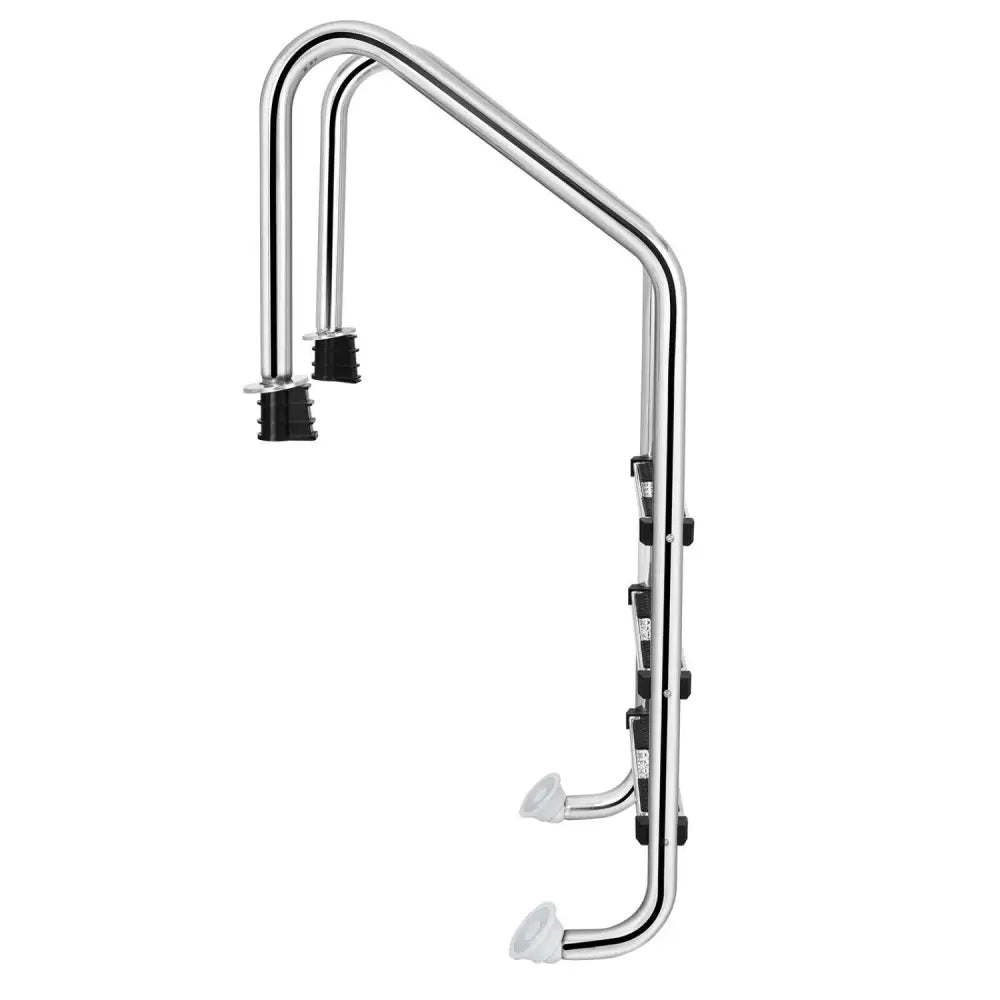3-Step Stainless Steel Swimming Pool Ladder with Anti-Slip Step - Silver - Swimming Pools