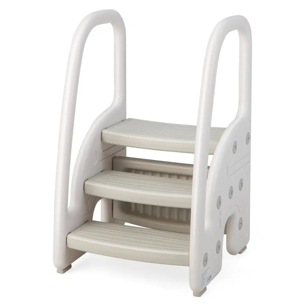 3-Step Stool with Safety Handles and Non-slip Pedals for Toddlers-Gray - Gray - Toddler & Kids Furniture