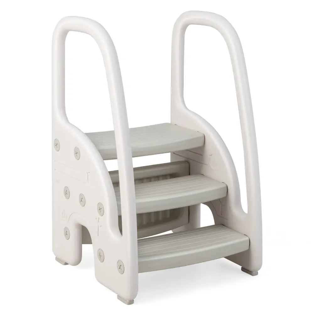 3-Step Stool with Safety Handles and Non-slip Pedals for Toddlers-Gray - Gray - Toddler & Kids Furniture