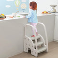 3-Step Stool with Safety Handles and Non-slip Pedals for Toddlers-Gray - Gray - Toddler & Kids Furniture
