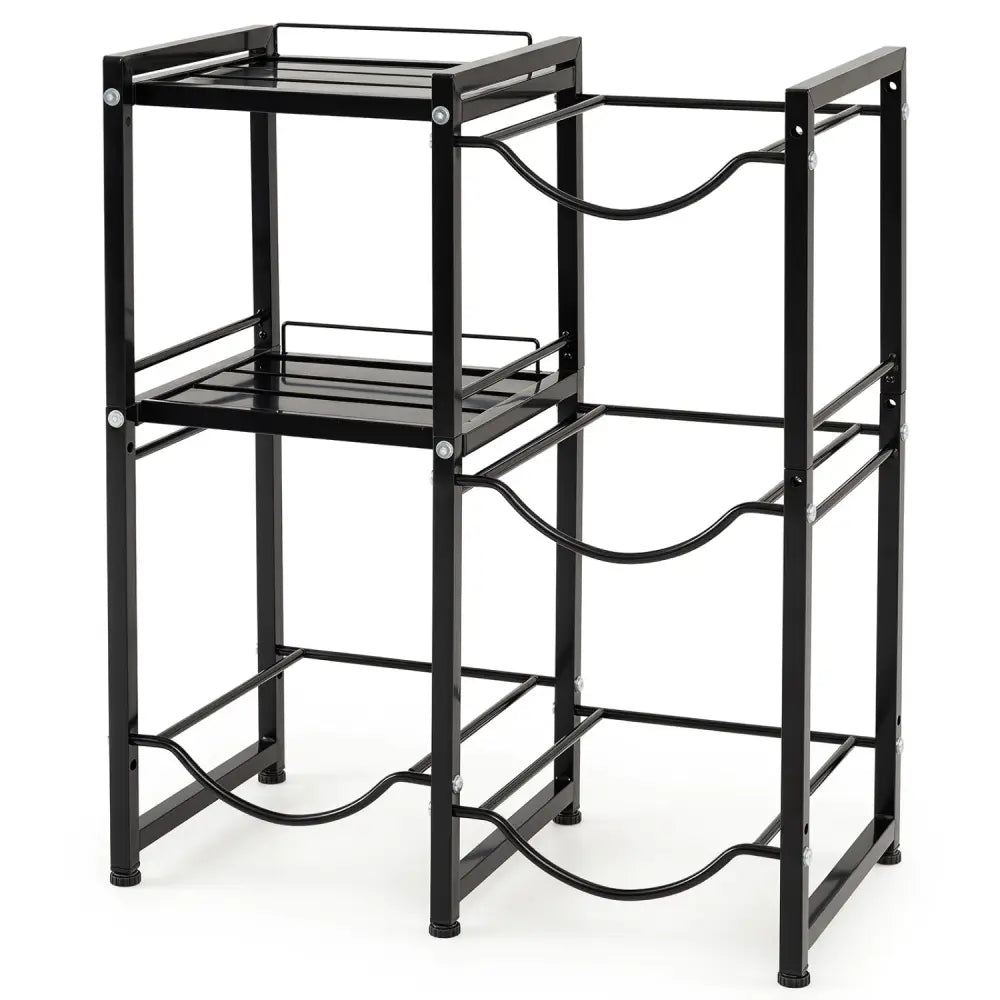 3-Tier 5 Gallon Water Jug Holder with Shelves-Black - Black - Outdoor Storage & Garages