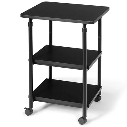 3-tier Adjustable Printer Stand with 360Â° Swivel Casters-Black Costway