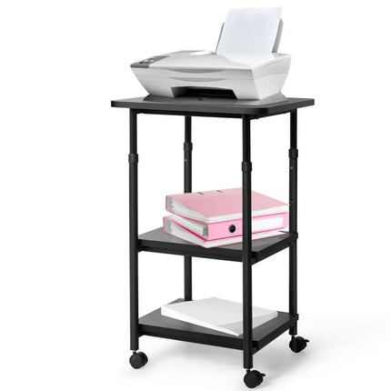 3-tier Adjustable Printer Stand with 360Â° Swivel Casters-Black Costway