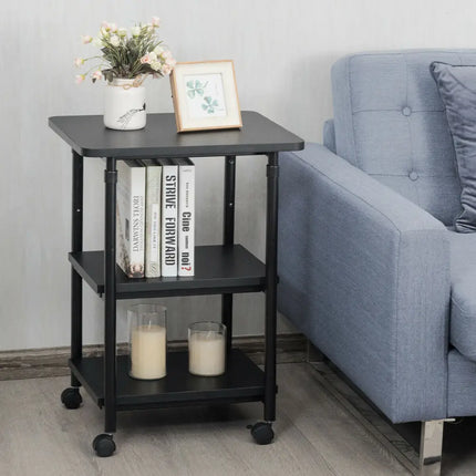3-tier Adjustable Printer Stand with 360Â° Swivel Casters-Black Costway