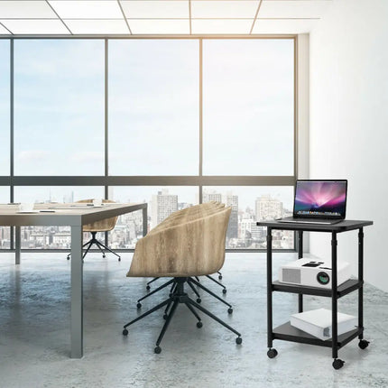 3-tier Adjustable Printer Stand with 360Â° Swivel Casters-Black Costway