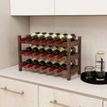 3-Tier Bamboo Freestanding Countertop Wine Bottle Organizer-Coffee - Coffee - Wine Racks