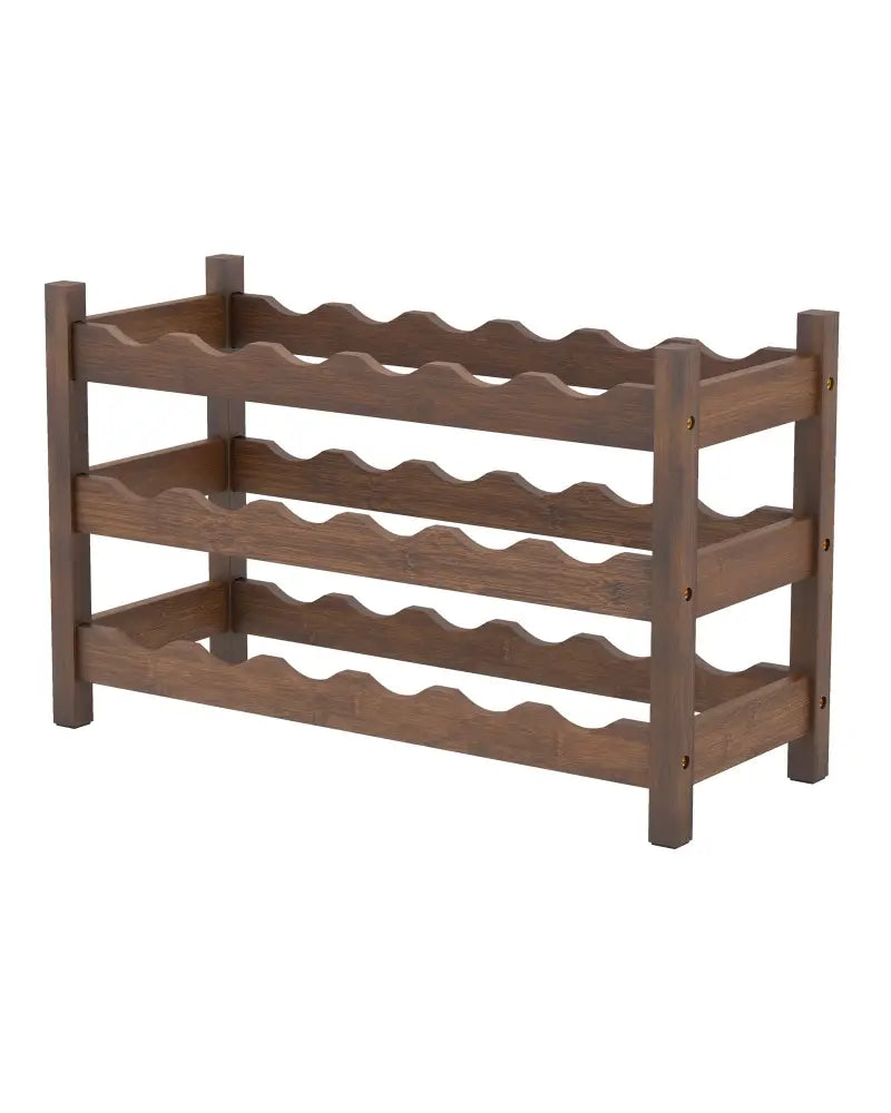 3-Tier Bamboo Freestanding Countertop Wine Bottle Organizer-Coffee - Coffee - Wine Racks
