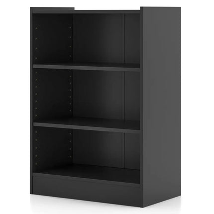 3-Tier Bookcase Open Display Rack Cabinet with Adjustable Shelves-Black Costway