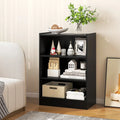 3-Tier Bookcase Open Display Rack Cabinet with Adjustable Shelves-Black - Black - Bookcases