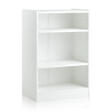 3-Tier Bookcase Open Display Rack Cabinet with Adjustable Shelves-White Costway