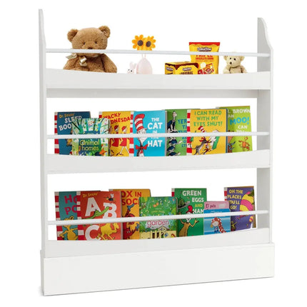 3-Tier Bookshelf with 2 Anti-Tipping Kits for Books and Magazines-White Costway