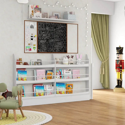 3-Tier Bookshelf with 2 Anti-Tipping Kits for Books and Magazines-White Costway