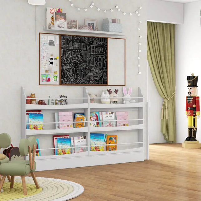 3-Tier Bookshelf with 2 Anti-Tipping Kits for Books and Magazines-White Costway