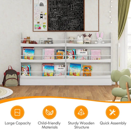 3-Tier Bookshelf with 2 Anti-Tipping Kits for Books and Magazines-White Costway