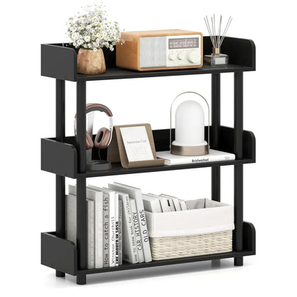 3-Tier Bookshelf with Anti-Tipping Kit and Industrial Storage Unit for Living Room-Black Costway