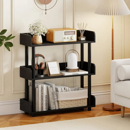3-Tier Bookshelf with Anti-Tipping Kit and Industrial Storage Unit for Living Room-Black Costway