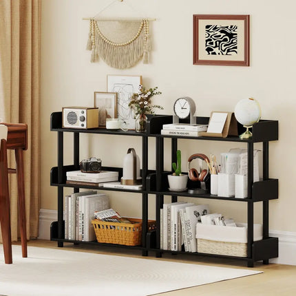 3-Tier Bookshelf with Anti-Tipping Kit and Industrial Storage Unit for Living Room-Black Costway