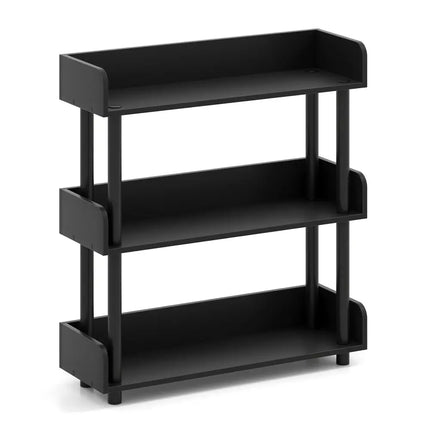 3-Tier Bookshelf with Anti-Tipping Kit and Industrial Storage Unit for Living Room-Black Costway