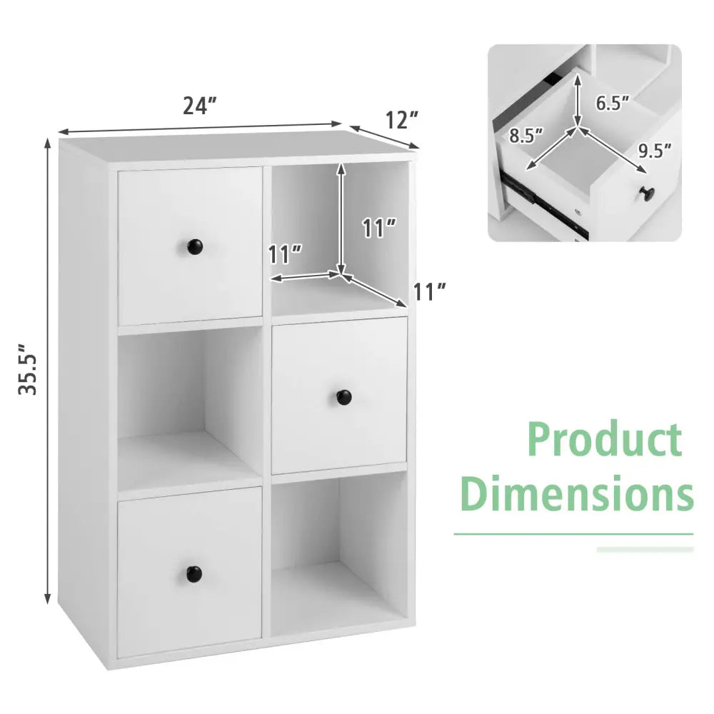 3-Tier Bookshelf with Anti-toppling Device for Living Room-White - White - Bookcases
