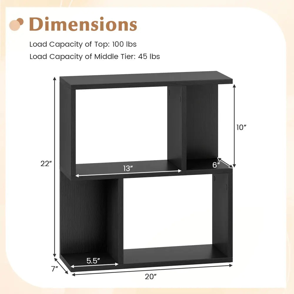 3-Tier Bookshelf with Display Shelf for Small Space-Black - Black - Bookcases