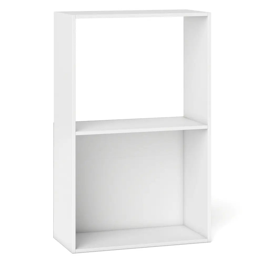 3-Tier Bookshelf with Open Storage Compartment and Freestanding Display Shelf-White - White - Bookcases