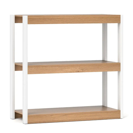 3 Tier Bookshelf Wooden Bookcase with Dual Anti-Tipping Kits-Natural Costway