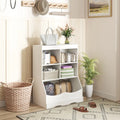 3-Tier Children’s Multi-Functional Bookcase Toy Storage Bin Floor Cabinet-White - White - Kids Storage