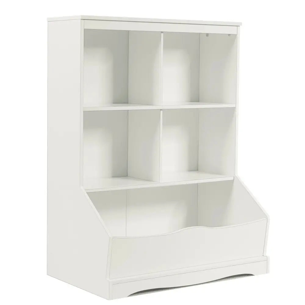 3-Tier Children’s Multi-Functional Bookcase Toy Storage Bin Floor Cabinet-White - White - Kids Storage