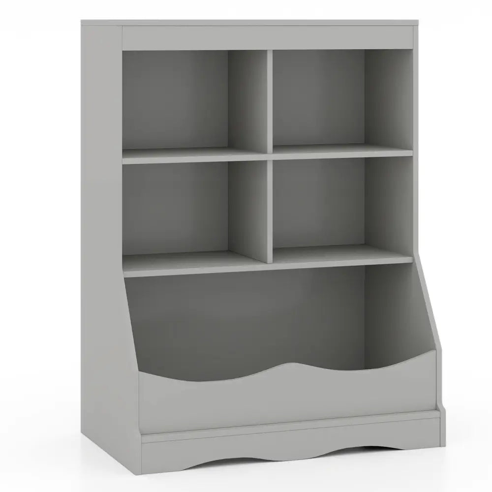 3-Tier Children’s Multi-Functional Bookcase Toy Storage Bin Floor Cabinet-Gray - Gray - Kids Storage